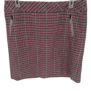 Talbots Straight Skirt Womens Size 16 Wool Blend Pencil Plaid pink black pockets